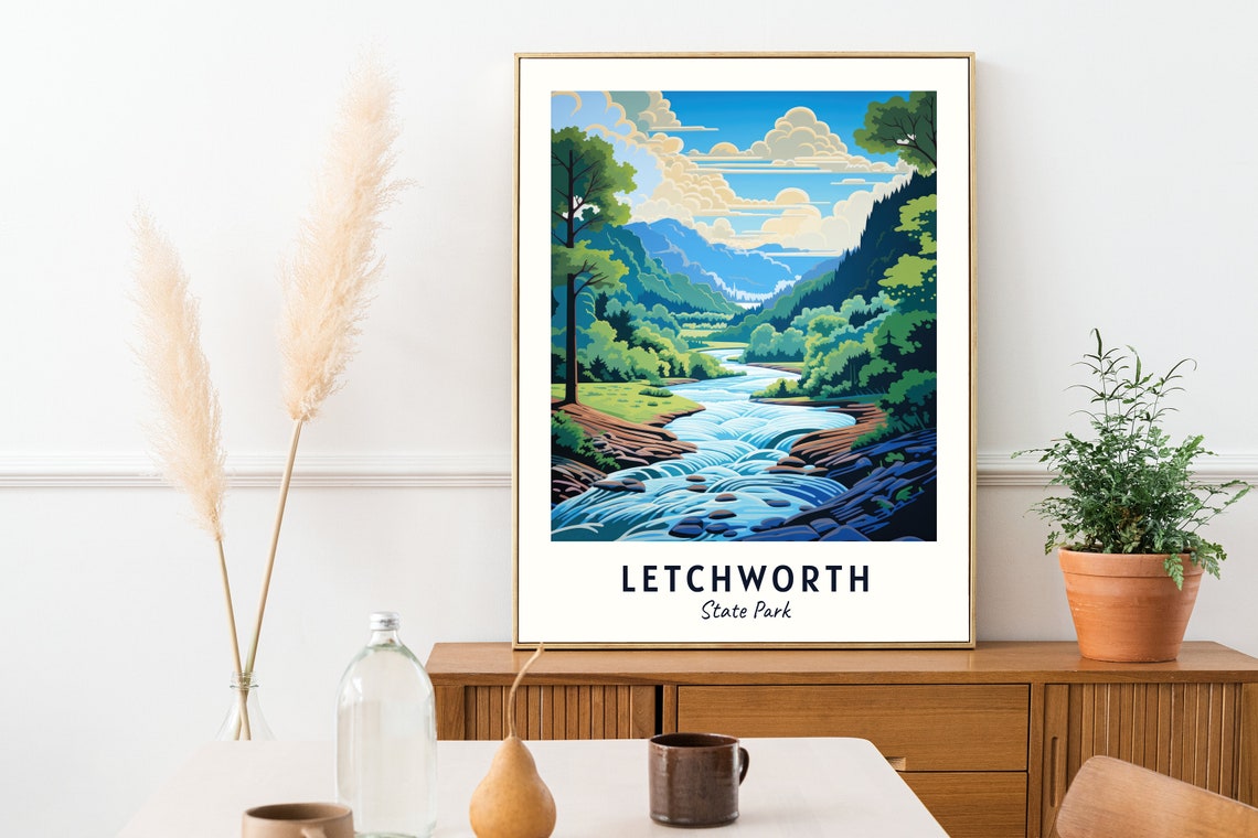 Letchworth State Park New York River Gorge Waterfalls Forest Poster - Image 2