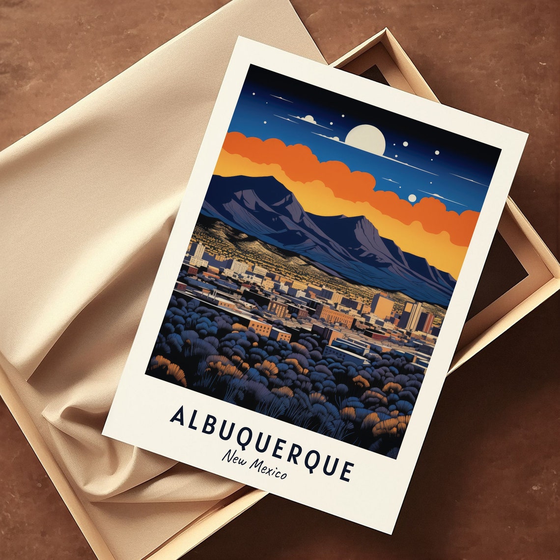 Albuquerque City Lights at Dusk Below the Mountains New Mexico Poster - Image 3