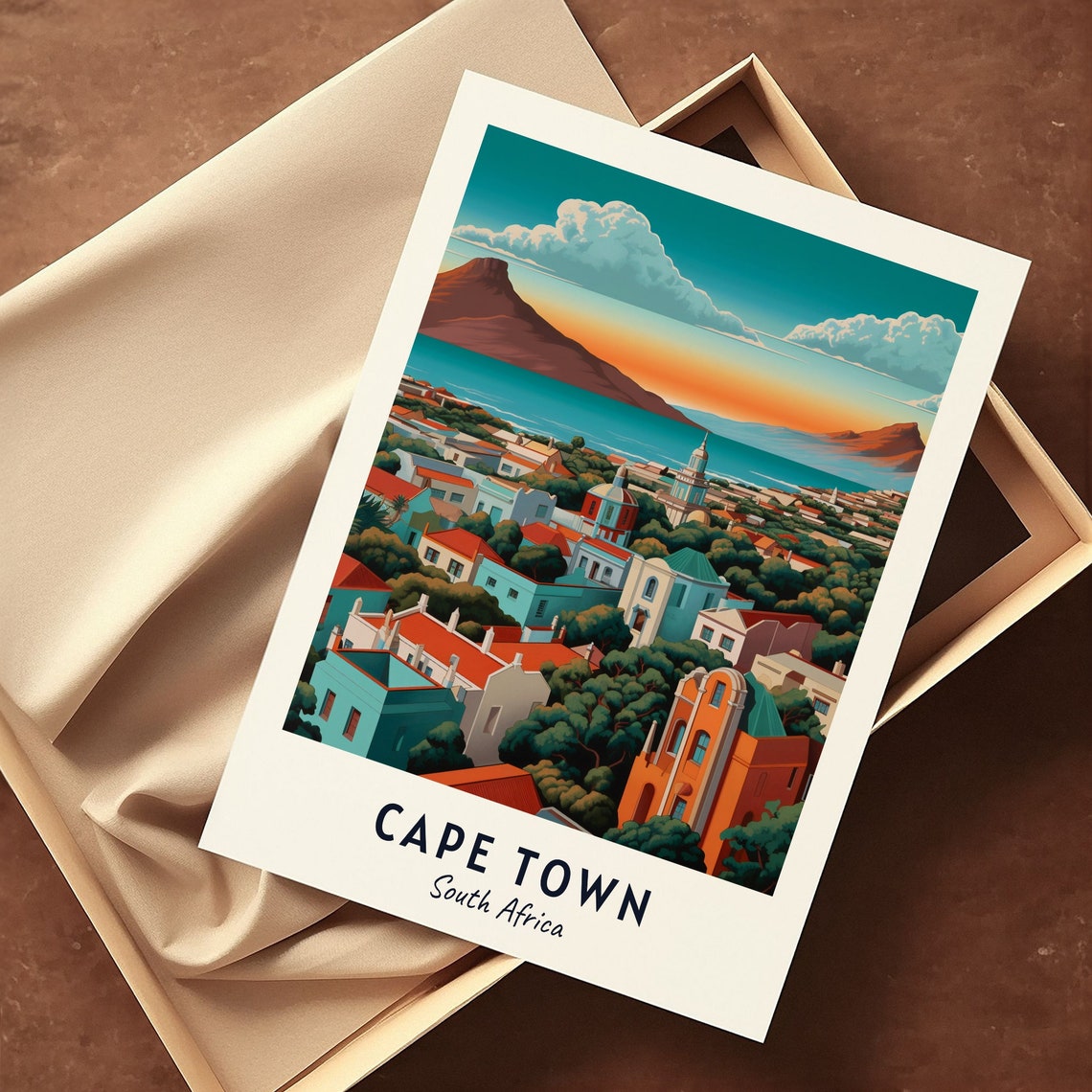 Cape Town South Africa Table Mountain Bay View City Travel Poster - Image 3