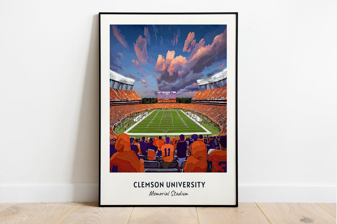 Clemson Memorial Stadium Sunset Orange Crowd Football Poster - Image 3