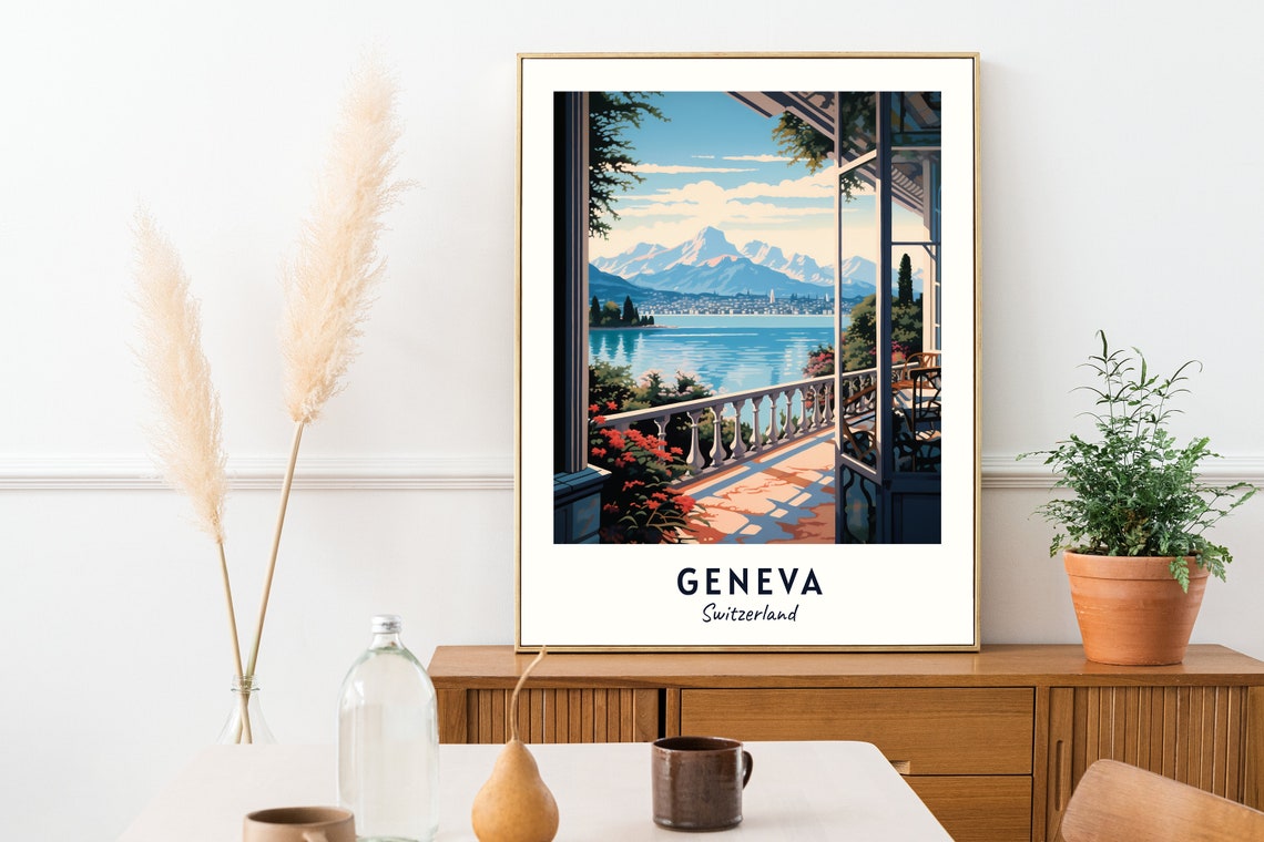 Geneva Travel Print Wall Art Geneva Switzerland City Print Geneva Travel Gift Geneva City Poster Travel Gift - Image 2