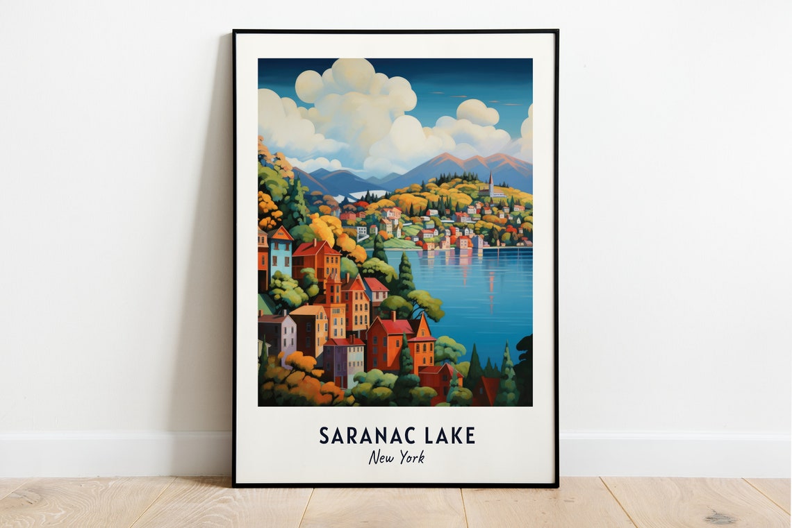 Saranac Lake New York Travel Print Wall Art Saranac Lake New York City Print Saranac Lake New York Travel Gift Saranac Lake Wall Art