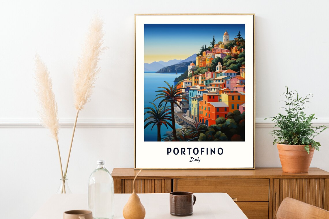 Portofino Italy Colorful Cliffside Village by the Sea Travel Poster - Image 2