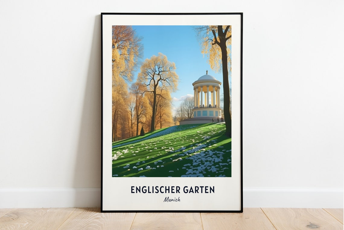 Englischer Garten Munich Winter Park Pavilion Snowy Scene Poster