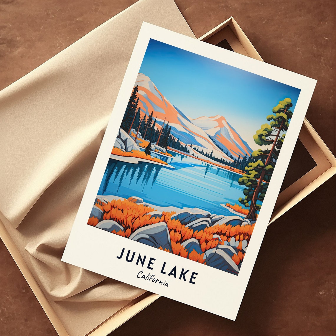 June Lake California Alpine Lake Snowy Sierra Peaks Travel Poster - Image 3