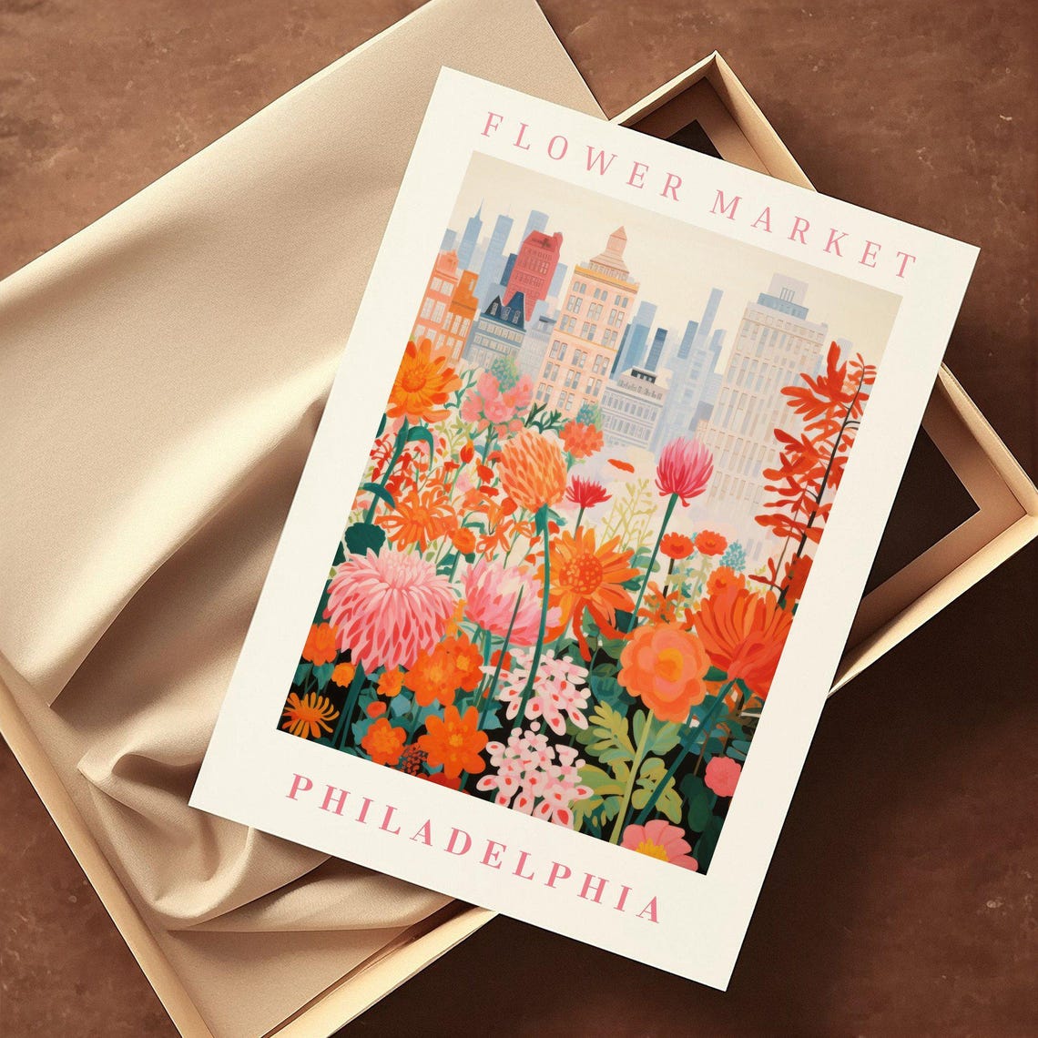 Philadelphia Flower Market Poster Wall Decor United States Floral Illustration Botanical Gallery Wall Art Gift For Friend Travel Poster - Image 2