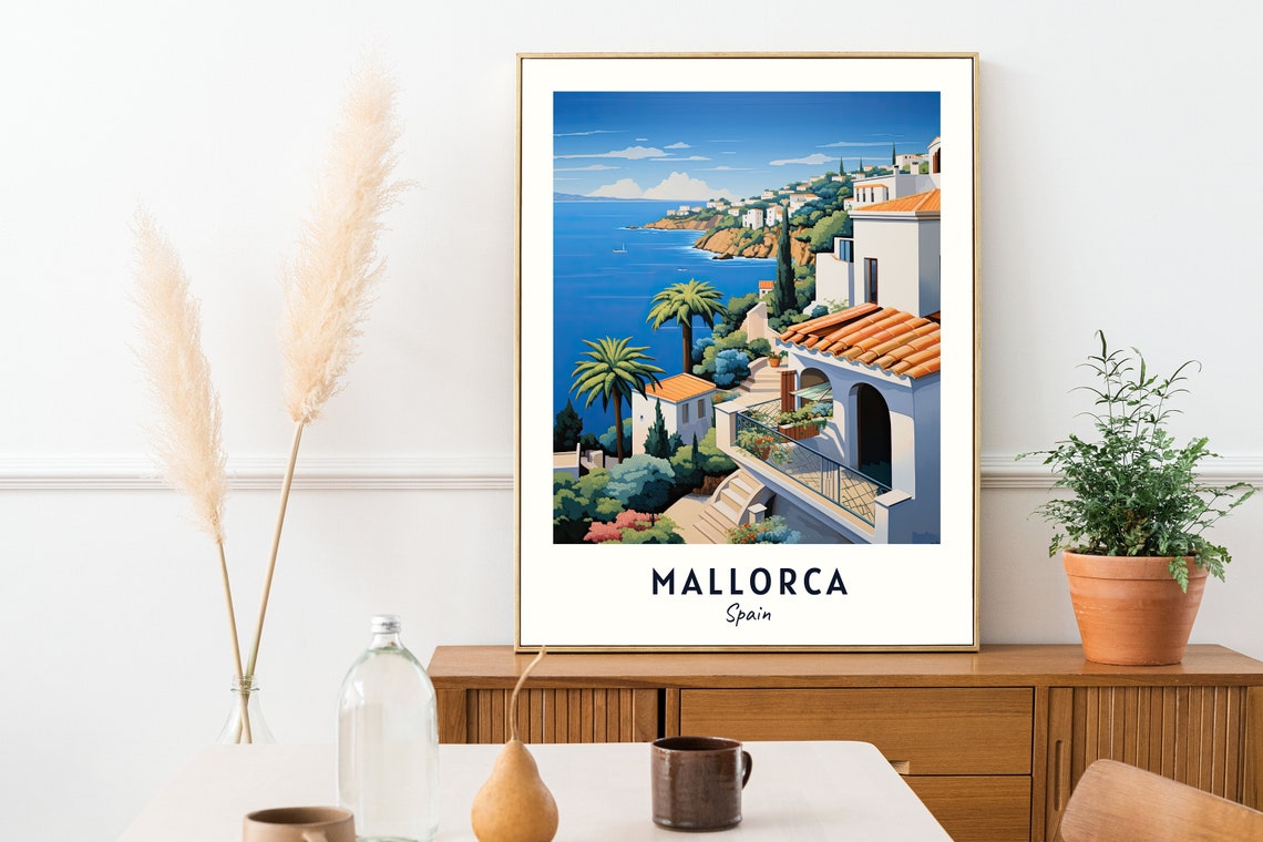 Mallorca Spain Mediterranean Villa Terrace Overlooking Sea Poster - Image 2