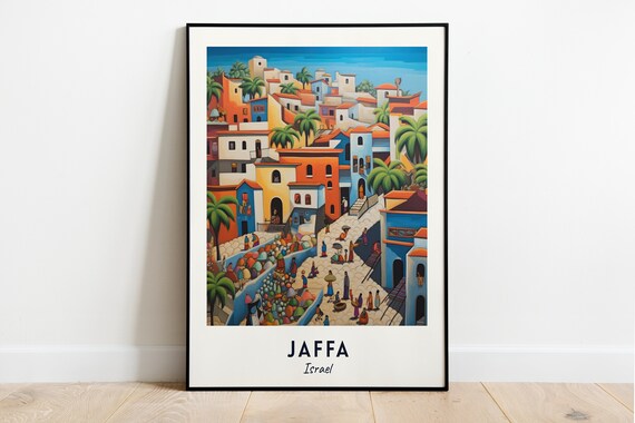 Jaffa Israel Colorful Flea Market Old Street Bustling Scene Poster