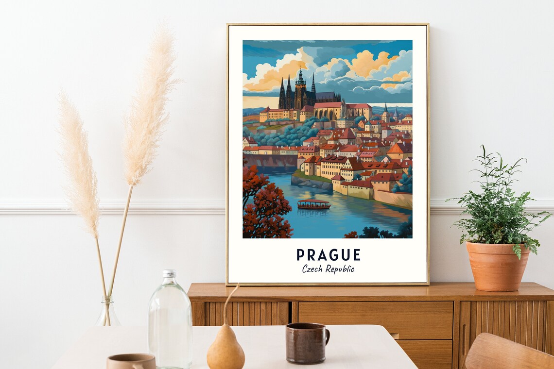 Prague Castle and Old Town Over the River Prague Czech Republic Poster - Image 2