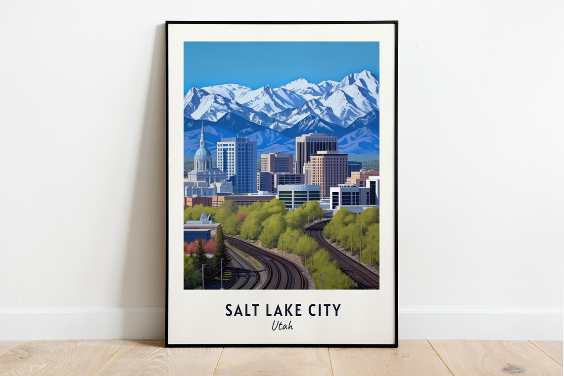 Salt Lake City Utah Travel Poster, Travel Gift