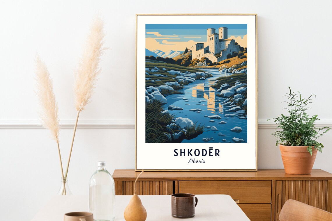 Shkodr Albania Travel Poster, City Wall Art Print - Image 2