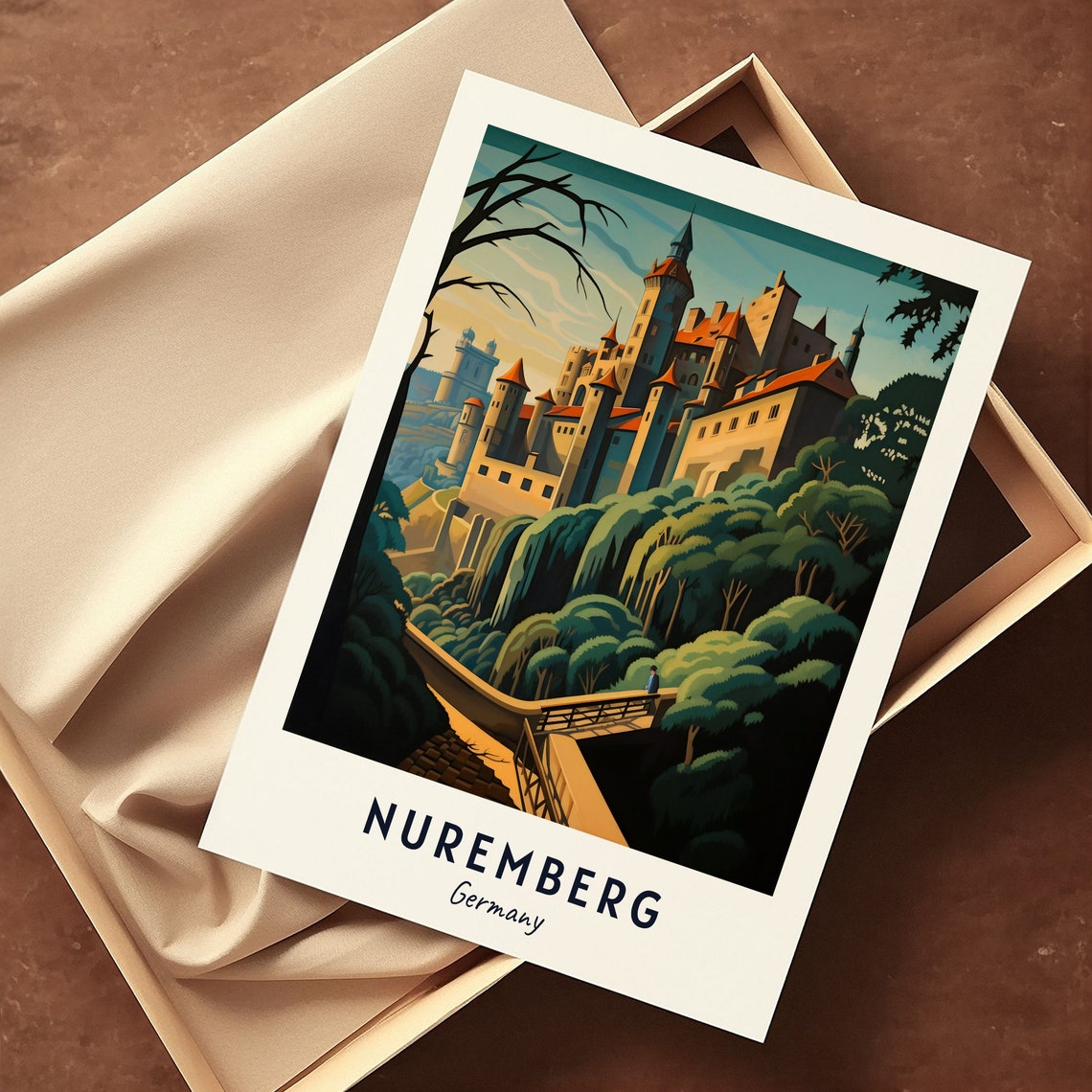 Nuremberg Germany Castle Hill Sunset Path Travel Poster Home Decor - Image 3