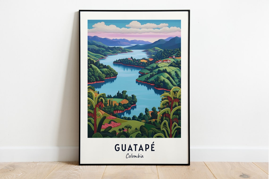 Guatapé Colombia Reservoir Winding Through Green Hills Poster