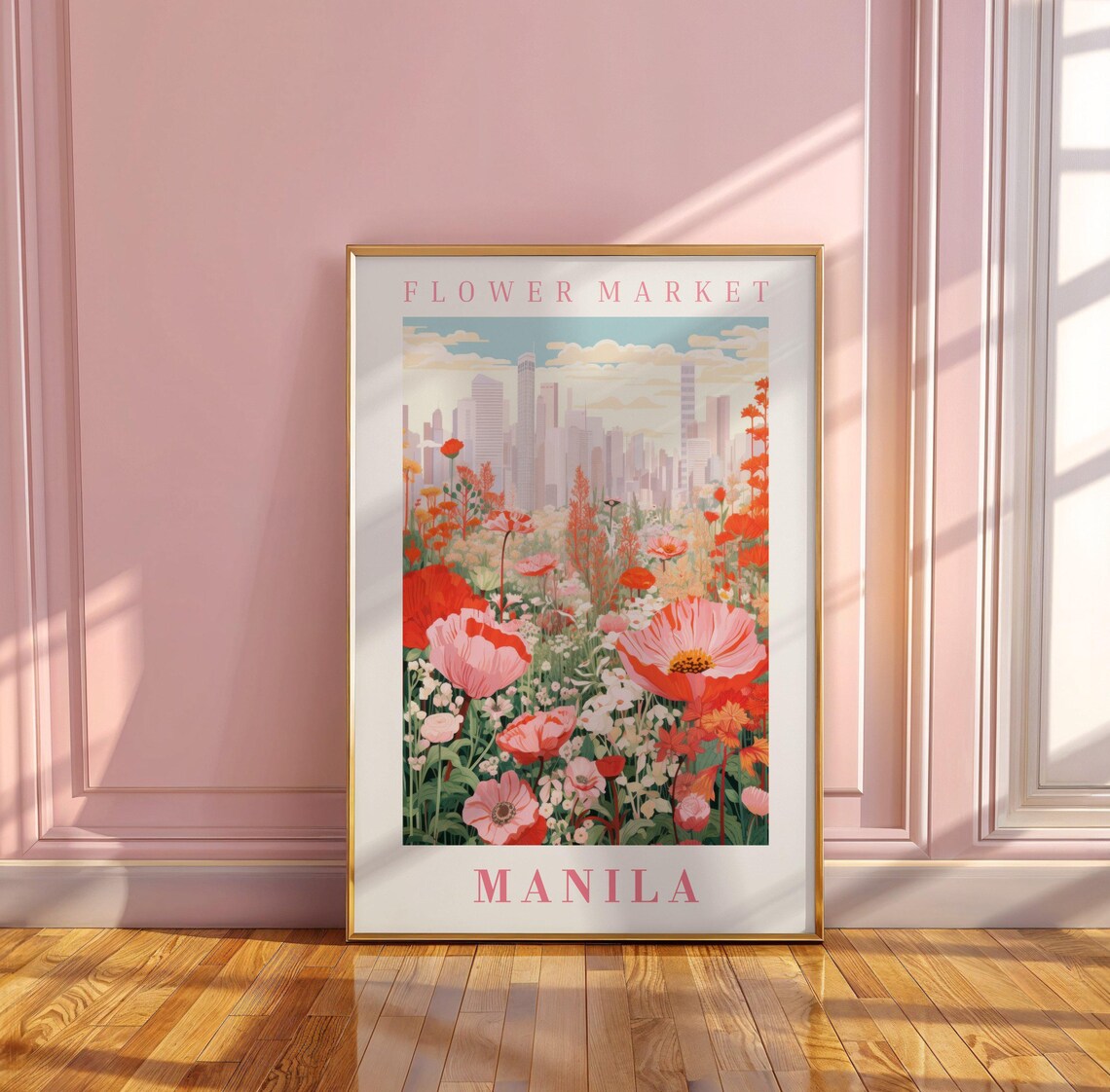 Manila Flower Market Botanical Travel Poster - Image 3