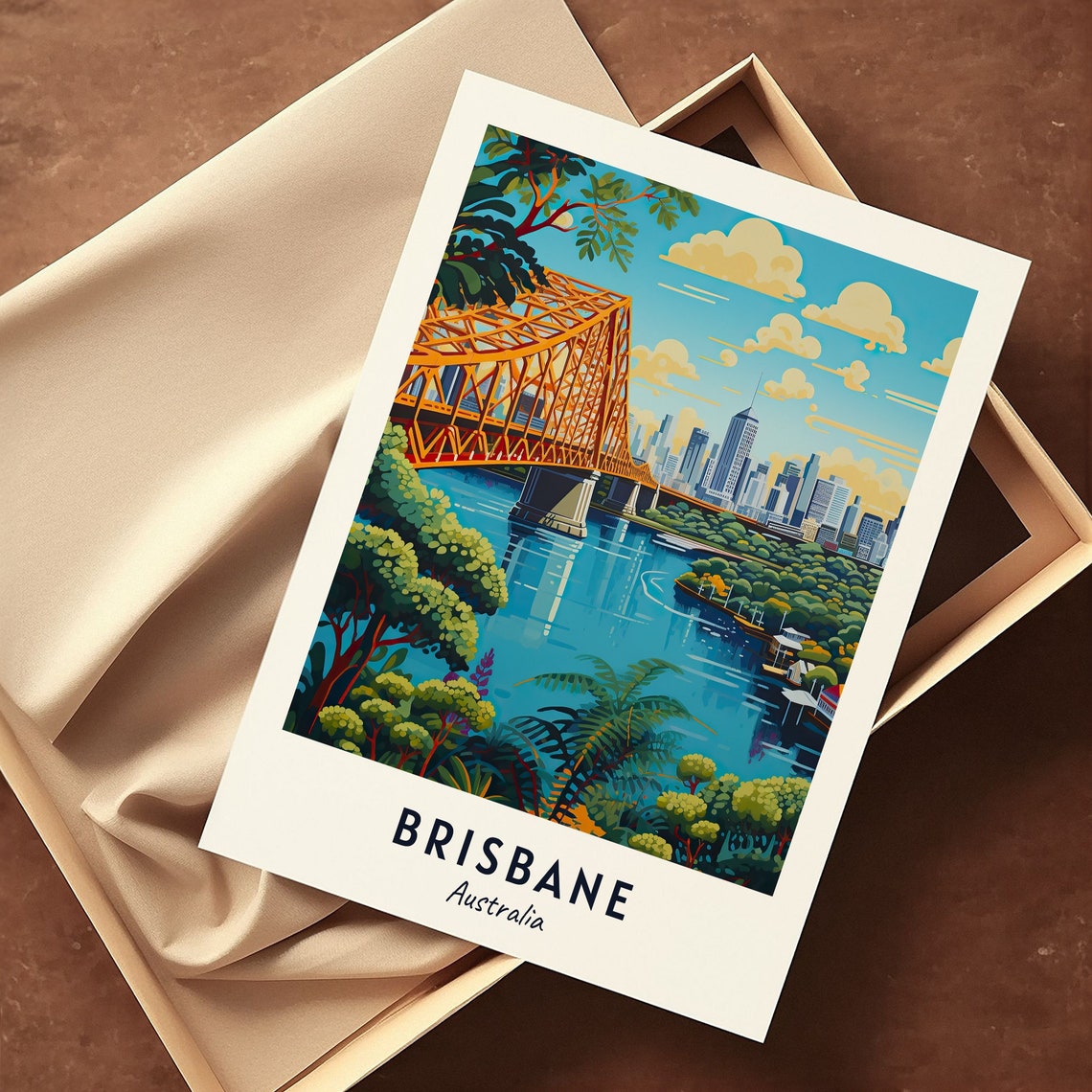 Brisbane Australia Story Bridge Skyline Over River Cityscape Poster - Image 3