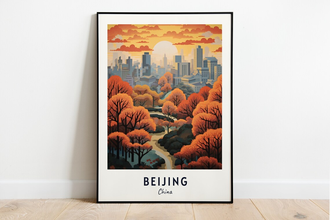 Beijing China Travel Poster, City Gift Print