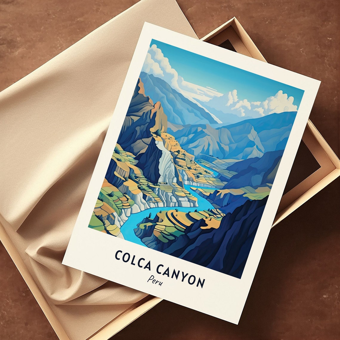 Colca Canyon Terraced Valley with a Turquoise River Peru Poster - Image 3