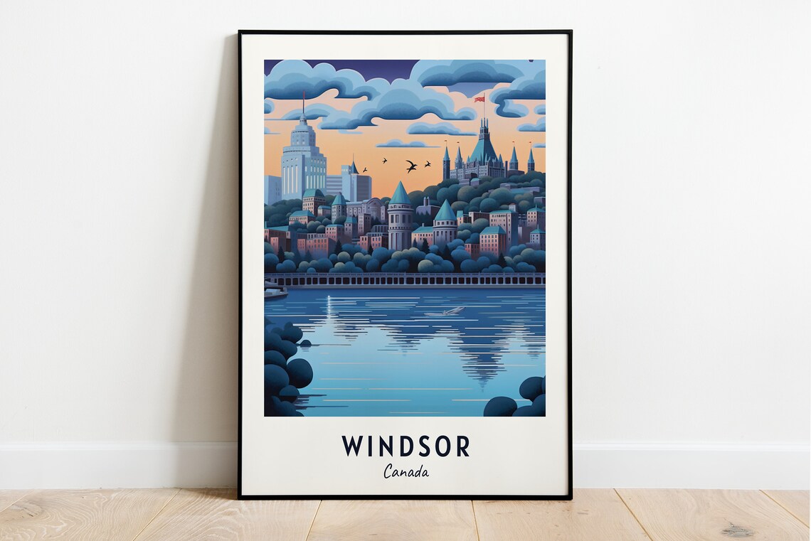 Windsor Canada Travel Poster, City Print