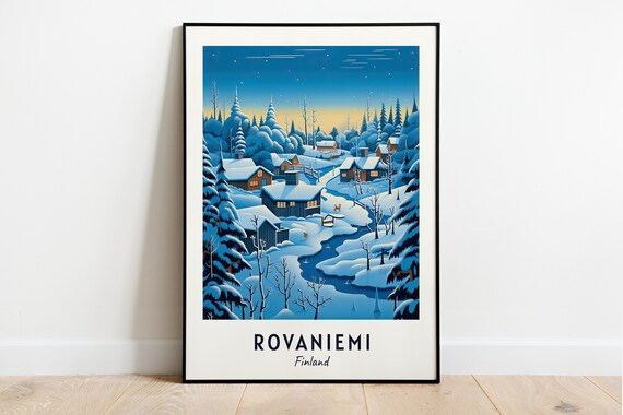 Rovaniemi Snowy Santa Claus Village at Night in Finland Poster