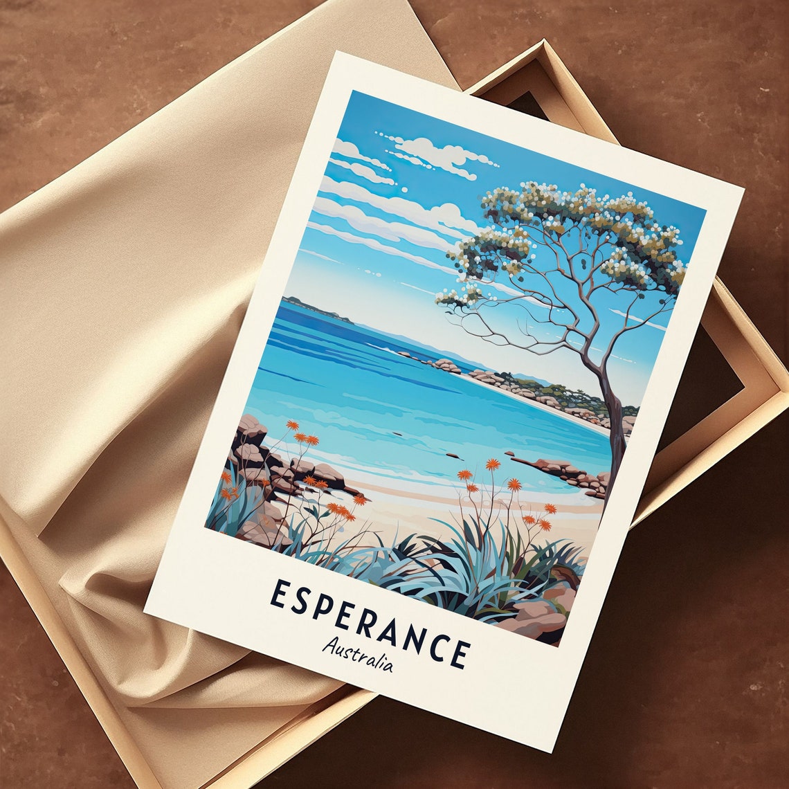 Esperance Australia Turquoise Beach Tree Seascape Travel Poster - Image 3