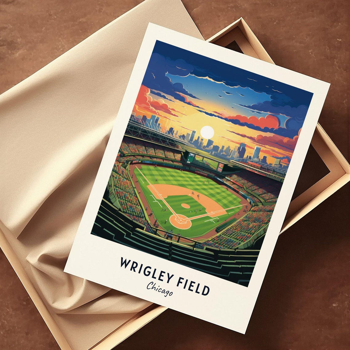 Wrigley Field Sunset Game Day Chicago Cubs Baseball Stadium Poster - Image 3