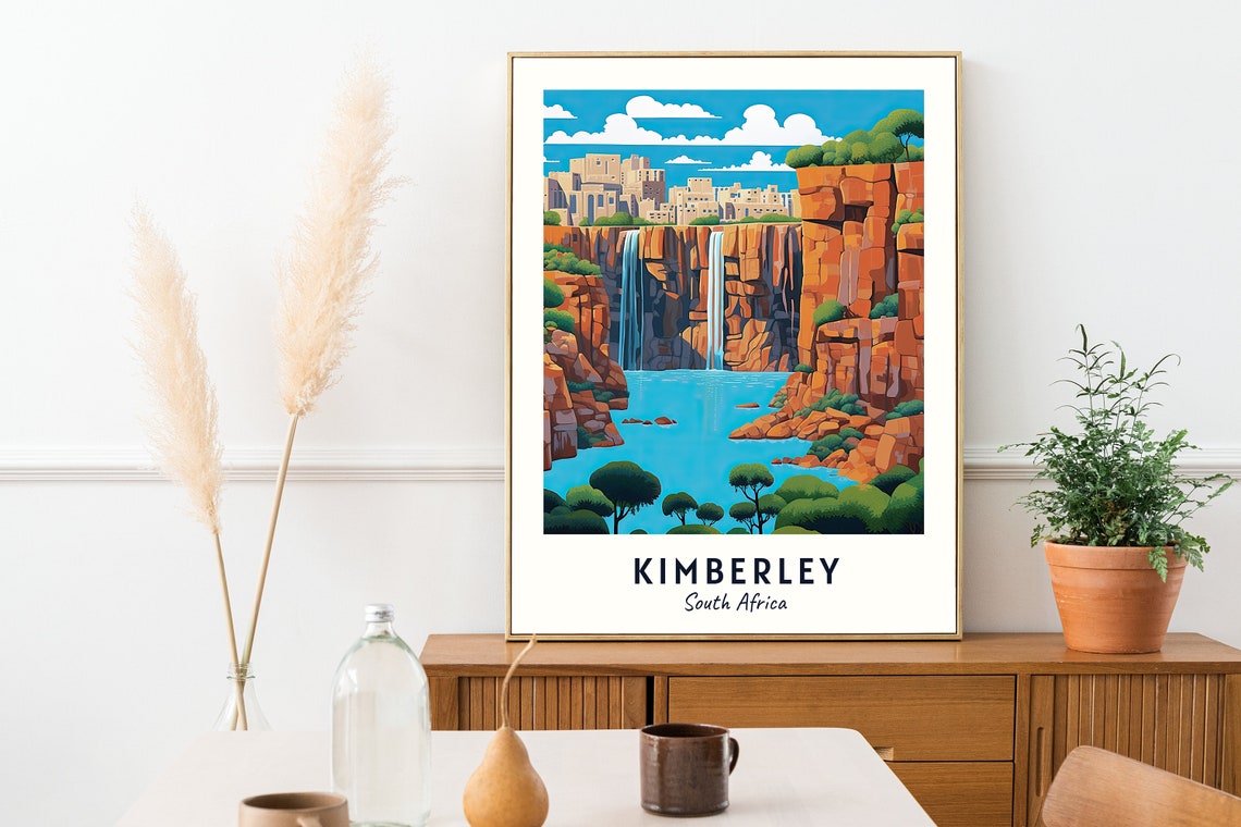 Kimberley Waterfall Canyon Red Cliffs Desert Oasis Travel Poster - Image 2