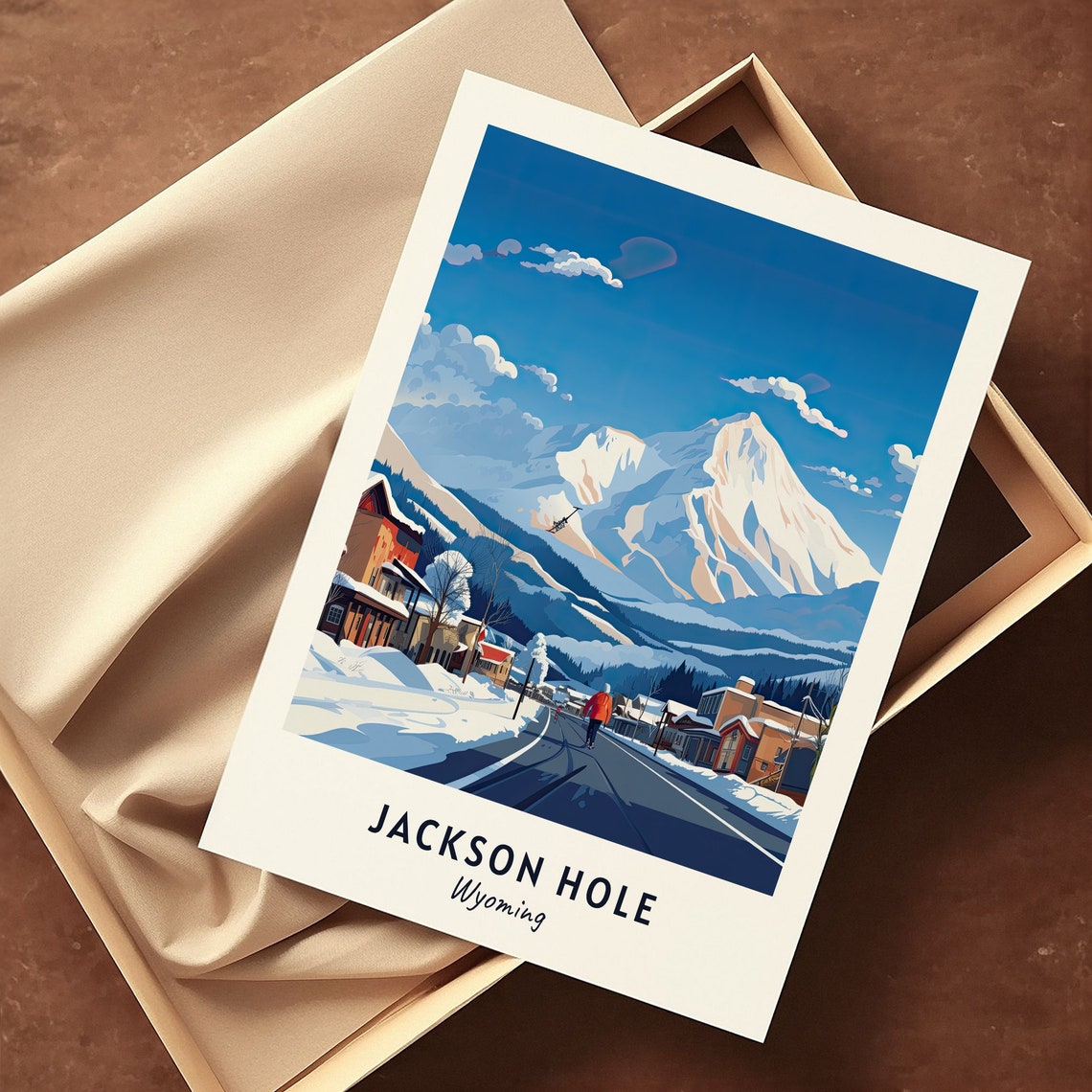 Jackson Hole Wyoming Snowy Road Mountain Peaks Winter Poster - Image 3