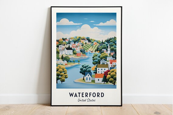 Waterford United States Quaint River Town Green Hills Poster