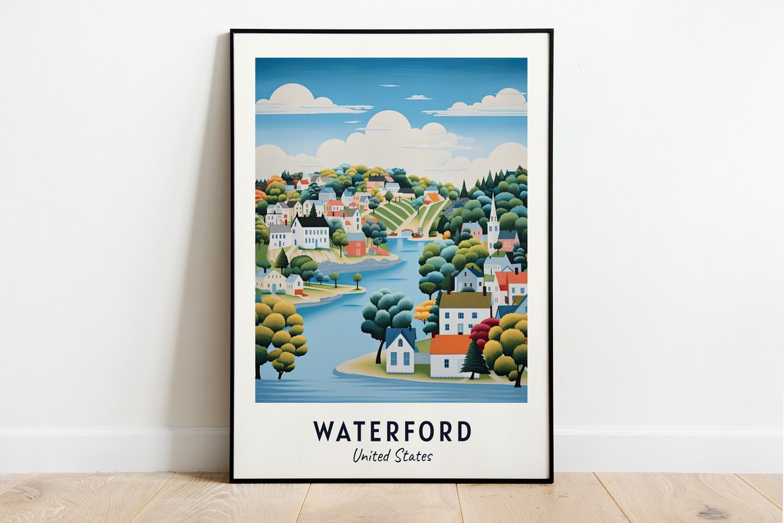 Waterford United States Quaint River Town Green Hills Poster