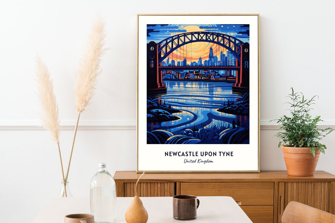 Tyne Bridge Glowing at Sunset over Newcastle upon Tyne Poster - Image 2