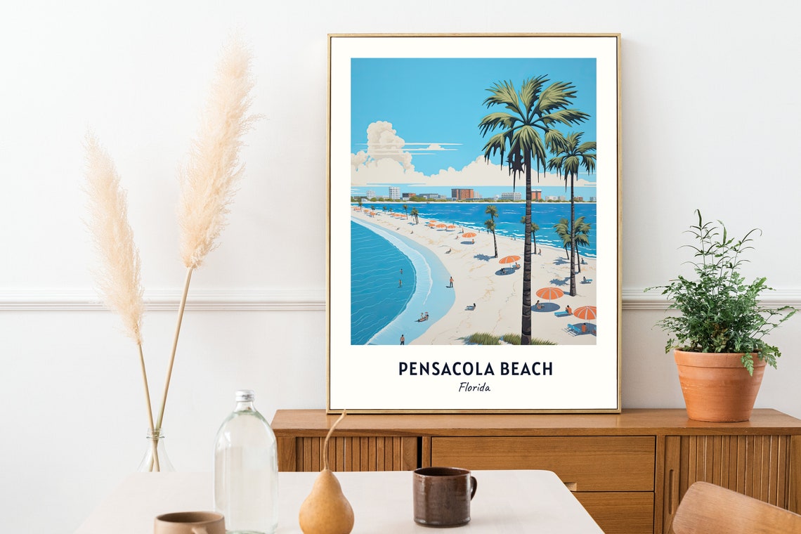Pensacola Beach Travel Print Wall Art Pensacola Beach Florida City Print Pensacola Beach Travel Gift Pensacola Beach City Poster - Image 2