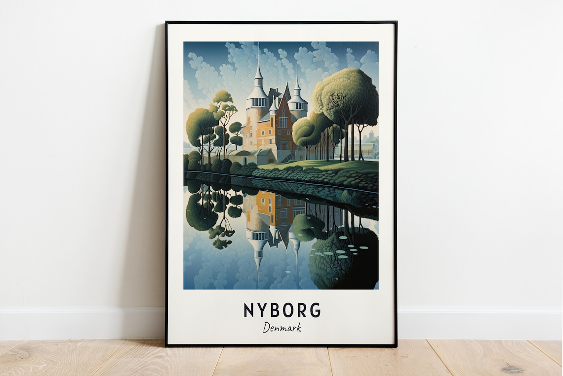Nyborg Castle Mirrored in a Calm Lake in Nyborg Denmark Poster