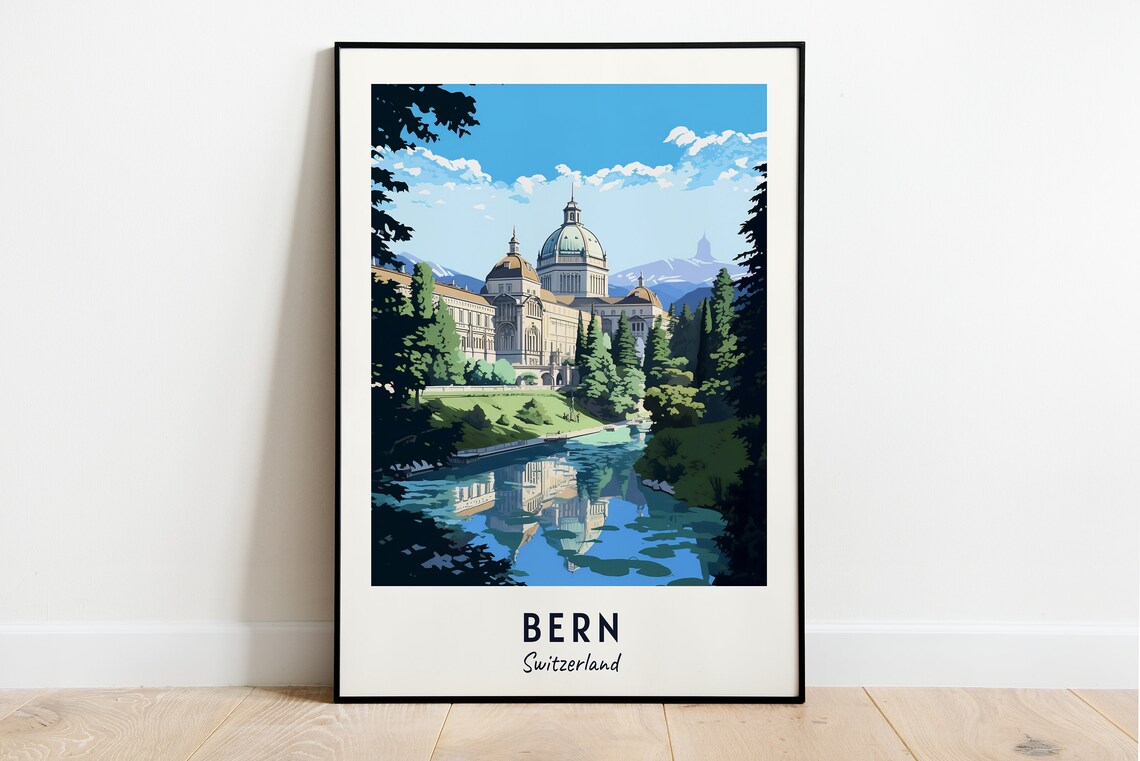 Bern Travel Poster, Switzerland City Print
