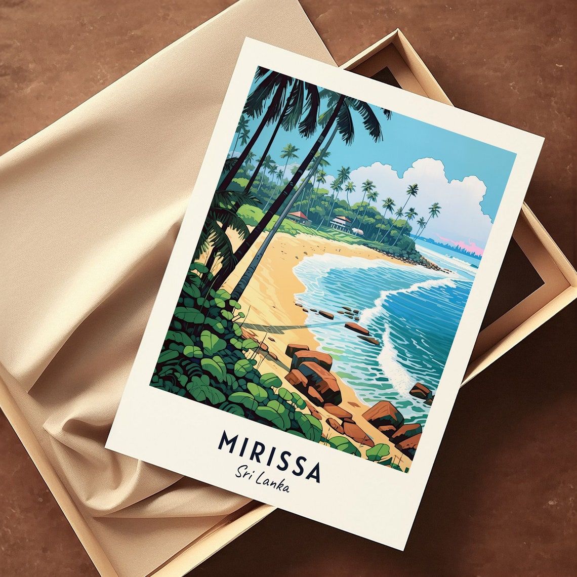 Mirissa Sri Lanka Palm Beach Turquoise Waves Red Rocks Poster - Image 3