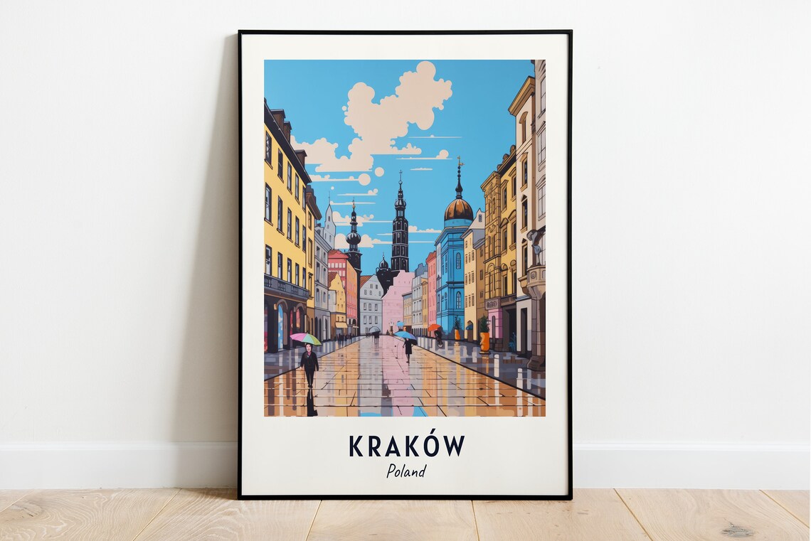 Krakow Poland Travel Poster, City Travel Print