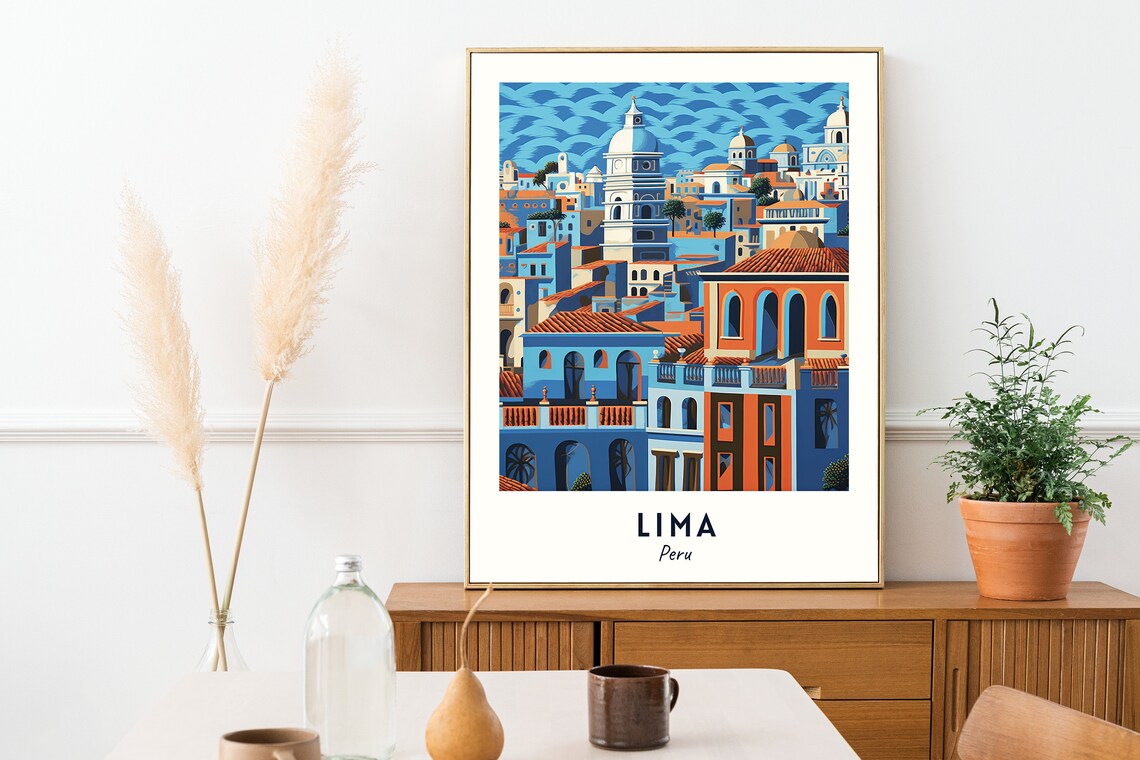 Historic Centre Of Lima Colorful Colonial Cityscape Peru Travel Poster - Image 2