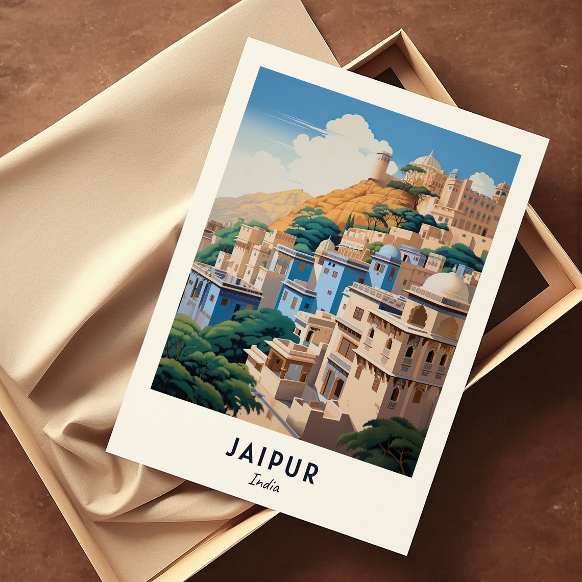 Jaipur India Hillside Palace Blue City Rajasthan Royal Travel Poster - Image 3