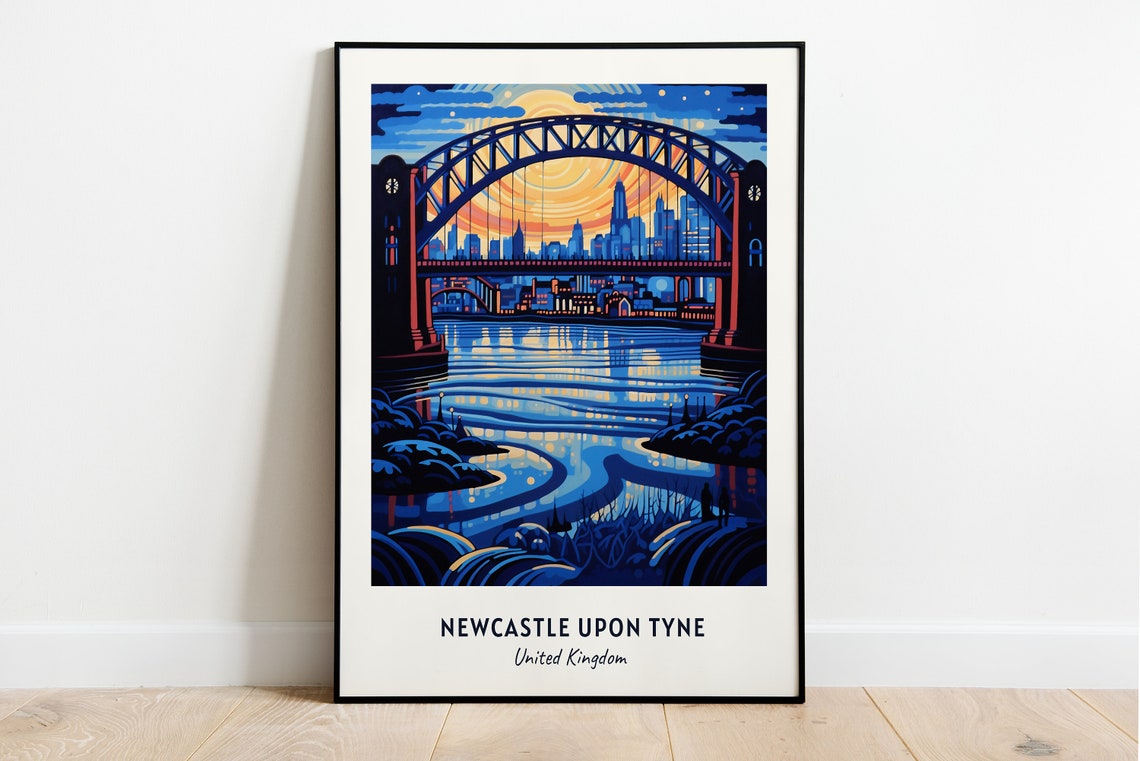 Tyne Bridge Glowing at Sunset over Newcastle upon Tyne Poster