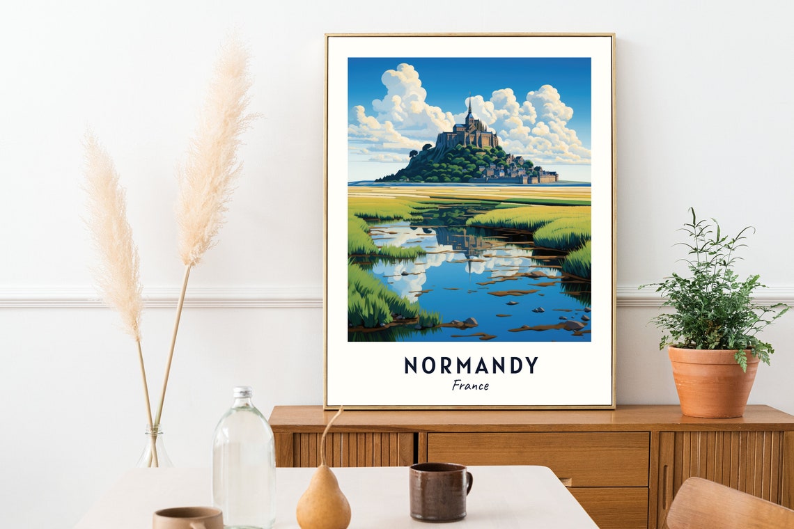 Normandy France Mont Saint-Michel Tidal Island Travel Poster - Image 2