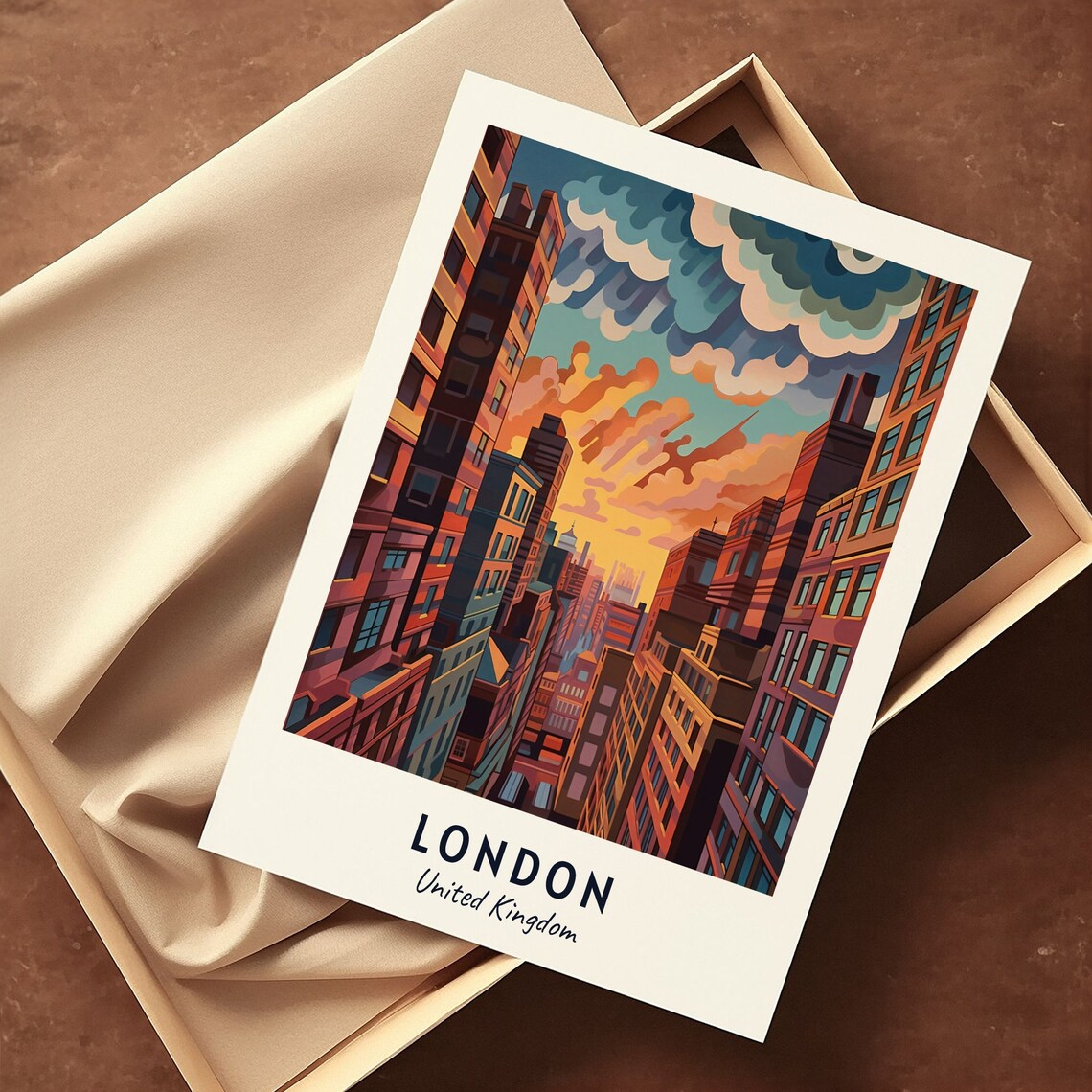 London United Kingdom City Street Canyon Sunset Sky Travel Poster - Image 3