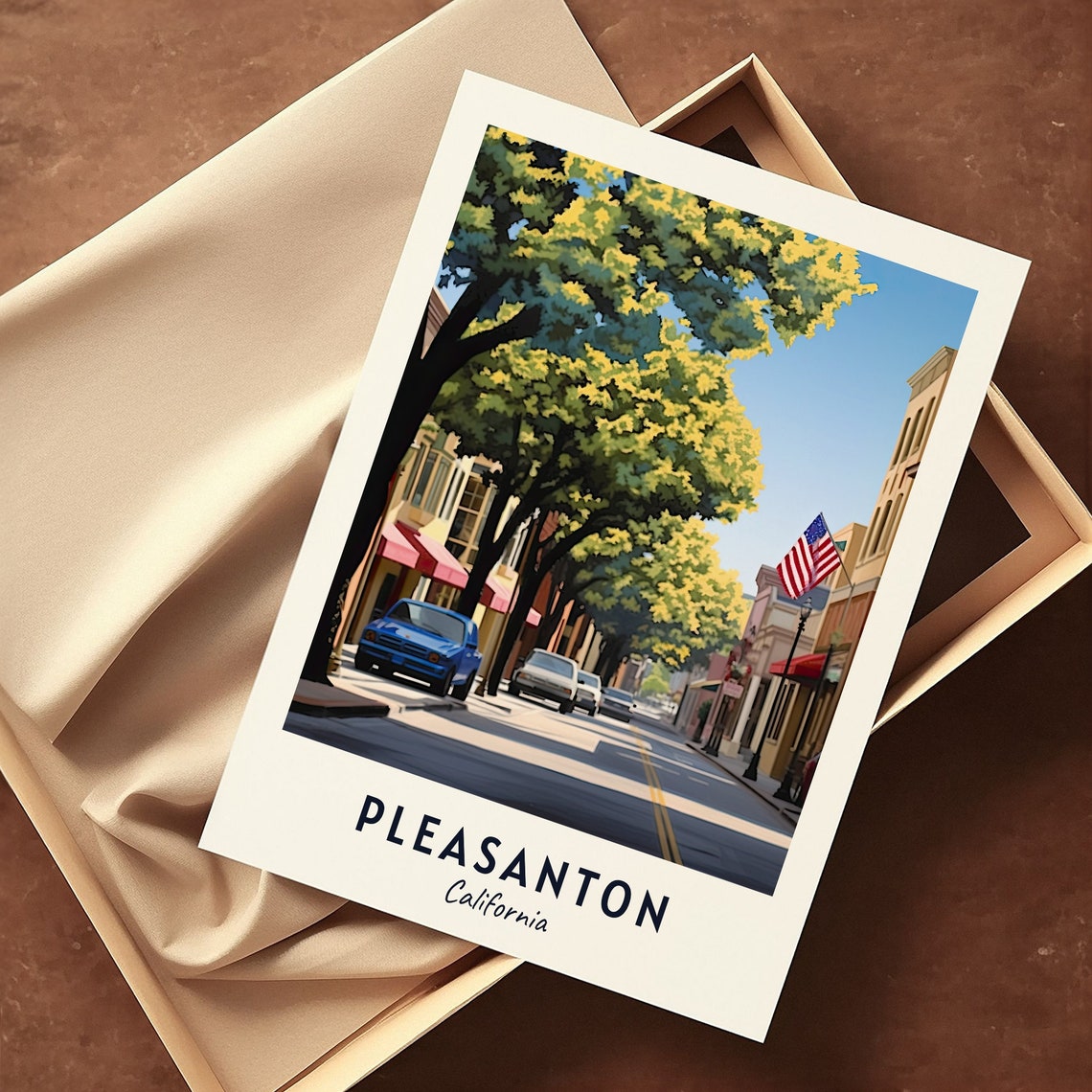 Pleasanton California Historic Main Street Tree Lined Travel Poster - Image 3