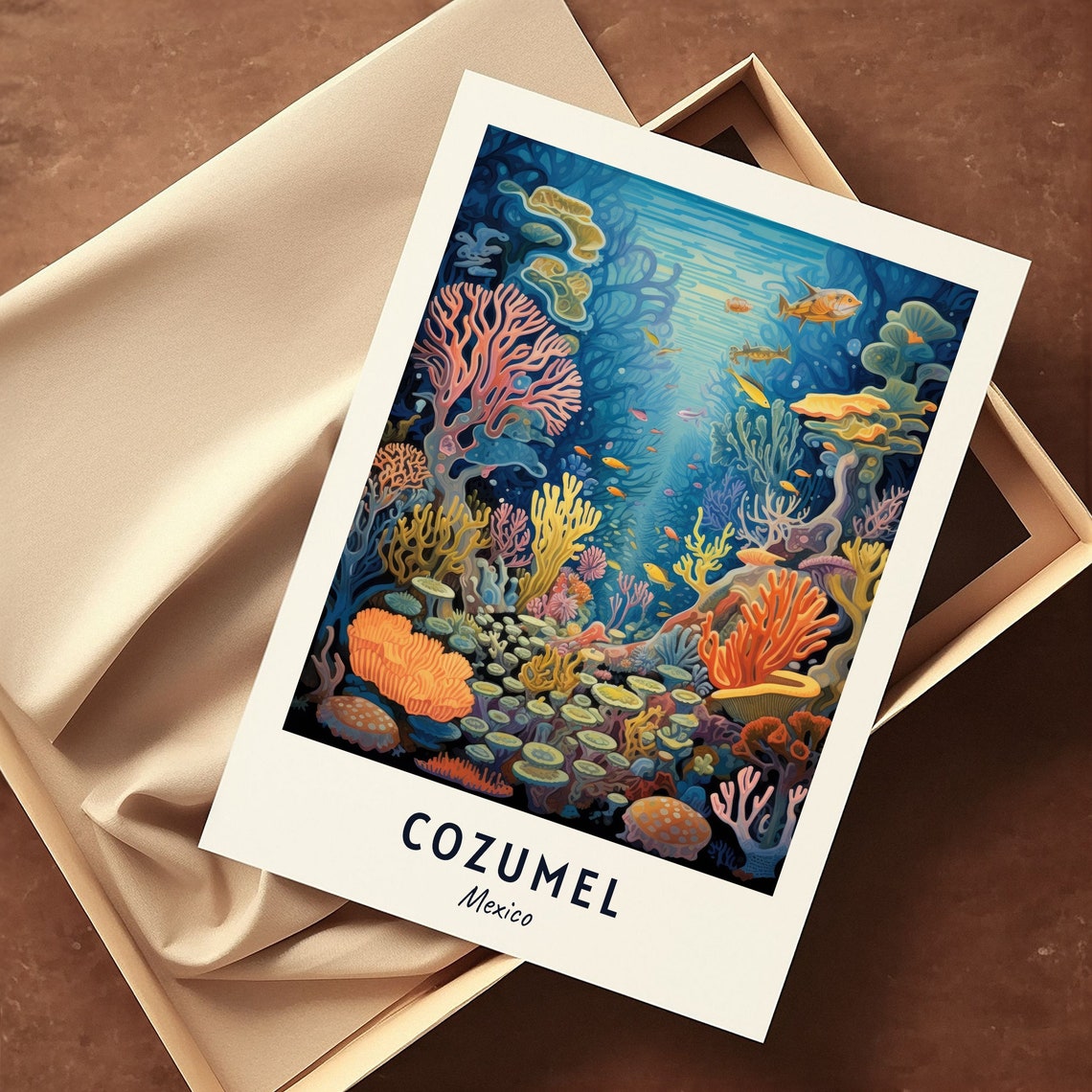 Cozumel Mexico Coral Reef Underwater Tropical Fish Travel Poster - Image 3