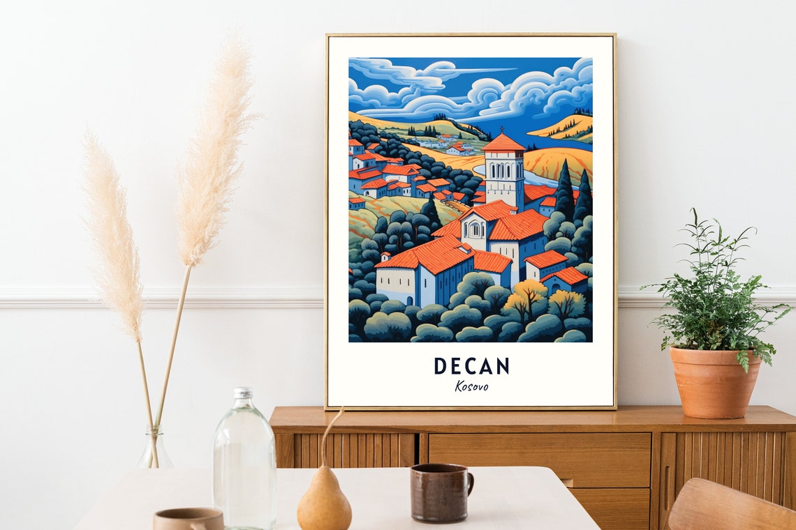 Decan Kosovo Red Roofed Monastery Among Rolling Green Hills Poster - Image 2