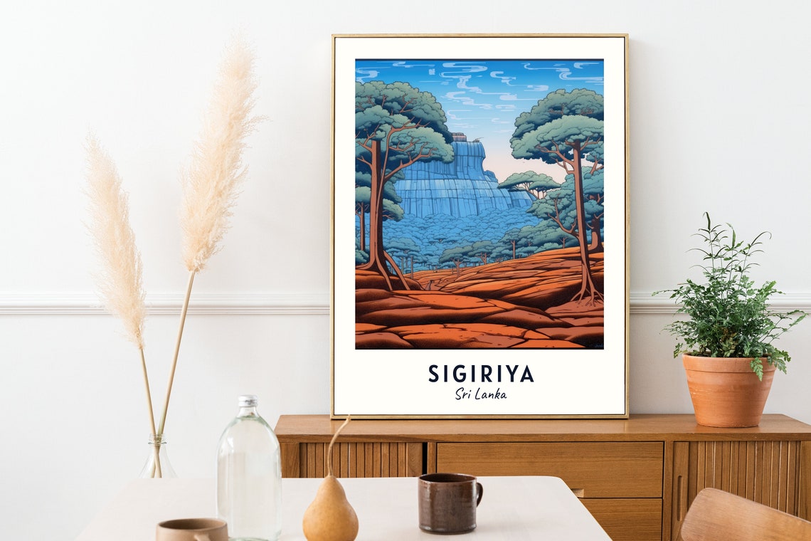 Sigiriya Rock Fortress Through Jungle Trees Sri Lanka Travel Poster - Image 2