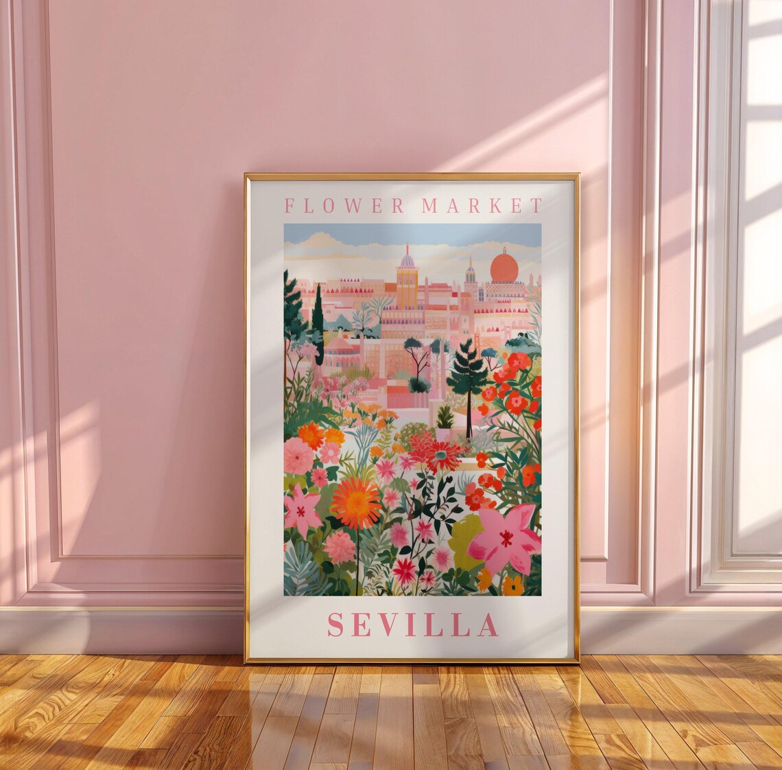 Sevilla Flower Market Poster with Giralda Tower Garden Blooms - Image 3