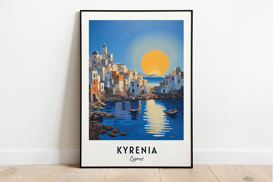 Kyrenia Travel Poster, Cyprus City Print