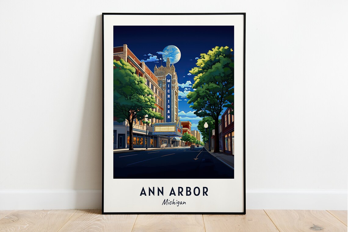 Ann Arbor City Michigan Travel Gift Poster