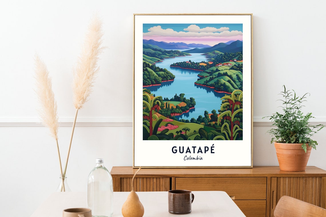 Guatapé Colombia Reservoir Winding Through Green Hills Poster - Image 2