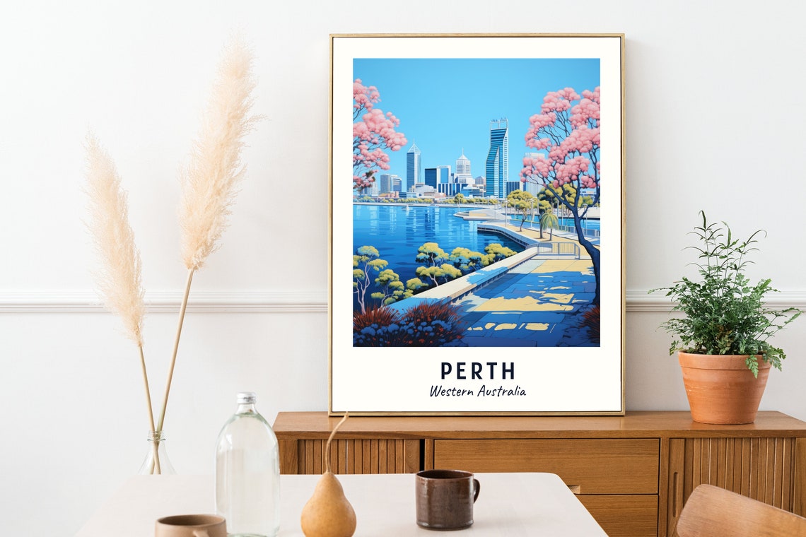 Perth Western Australia City Skyline Riverfront Blossom Park Poster - Image 2