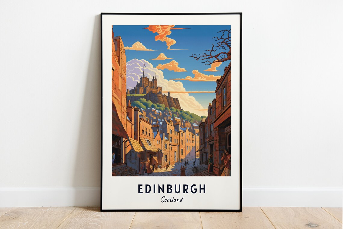Edinburgh Scotland Travel Poster, City Print